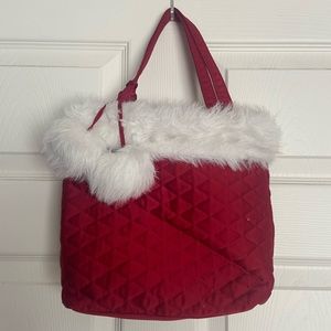 Red fur trimmed purse